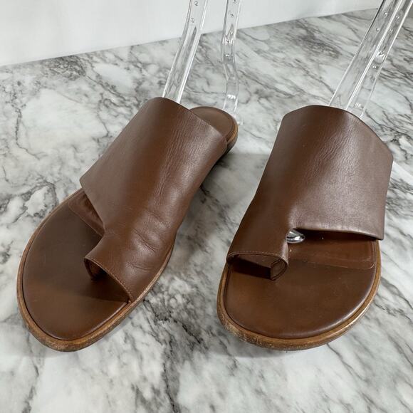 Vince Edris Toe Loop Sandal Slides in Cognac Siviglia Calf Leather Womens 7.5 - Picture 3 of 12